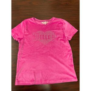 Juicy Couture Pink Velour Short Sleeve Sleep Top with Rhinestones Size Large